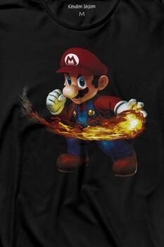 Ateş Çıkaran Super Mario Smash Bros Oyun Uzun Kollu Tişört Baskılı T-Shirt