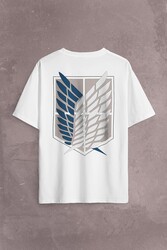 Attack On Titan Regiments Scout Symbol Sırt Ön Baskılı Oversize Tişört Unisex T-Shirt - Thumbnail