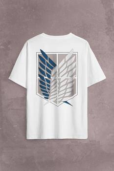 Attack On Titan Regiments Scout Symbol Sırt Ön Baskılı Oversize Tişört Unisex T-Shirt