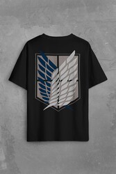 Attack On Titan Regiments Scout Symbol Sırt Ön Baskılı Oversize Tişört Unisex T-Shirt - Thumbnail