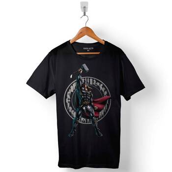 Avengers Thor Marvel Logo Baskılı Tişört Unisex T-Shirt