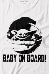 Baby on Board Yoda Star Wars Bebek Mandalorian Jedi Baskılı Tişört Çocuk T-shirt - Thumbnail