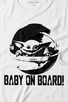 Baby on Board Yoda Star Wars Bebek Mandalorian Jedi Baskılı Tişört Çocuk T-shirt