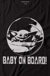 Baby on Board Yoda Star Wars Bebek Mandalorian Jedi Baskılı Tişört Çocuk T-shirt - Thumbnail