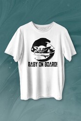 Baby on Board Yoda Star Wars Bebek Mandalorian Jedi Baskılı Tişört Unisex T-shirt - Thumbnail