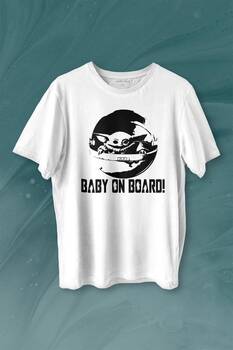 Baby on Board Yoda Star Wars Bebek Mandalorian Jedi Baskılı Tişört Unisex T-shirt