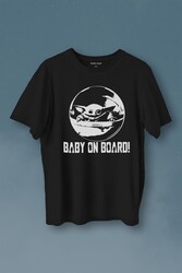 Baby On Board Yoda Star Wars Bebek Mandalorian Jedi Baskılı Tişört Unisex T-Shirt - Thumbnail