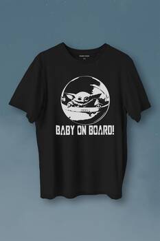 Baby On Board Yoda Star Wars Bebek Mandalorian Jedi Baskılı Tişört Unisex T-Shirt