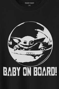 Baby On Board Yoda Star Wars Bebek Mandalorian Jedi Baskılı Tişört Unisex T-Shirt