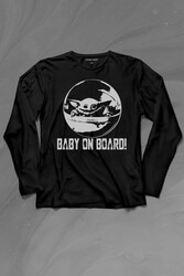 Baby on Board Yoda Star Wars Bebek Mandalorian Jedi Uzun Kollu Tişört Baskılı T-Shirt - Thumbnail