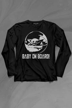 Baby on Board Yoda Star Wars Bebek Mandalorian Jedi Uzun Kollu Tişört Baskılı T-Shirt