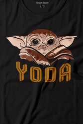 Baby on Board Yoda Star Wars Kahverengi Bebek Mandalorian Baskılı Tişört Çocuk T-shirt - Thumbnail