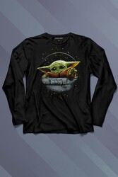 Baby on Board Yoda Star Wars Yeşil Bebek Mandalorian Uzun Kollu Tişört Baskılı T-Shirt - Thumbnail