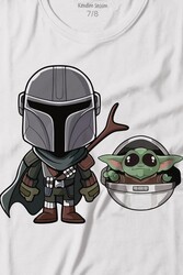 Baby Yoda Mando Figür The Mandalorian Bebek Yoda Star Wars Baskılı Tişört Çocuk T-shirt - Thumbnail