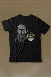 Baby Yoda Mando Figür The Mandalorian Bebek Yoda Star Wars Baskılı Tişört Çocuk T-shirt - Thumbnail