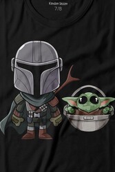 Baby Yoda Mando Figür The Mandalorian Bebek Yoda Star Wars Baskılı Tişört Çocuk T-shirt - Thumbnail