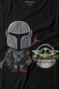 Baby Yoda Mando Figür The Mandalorian Bebek Yoda Star Wars Baskılı Tişört Çocuk T-shirt