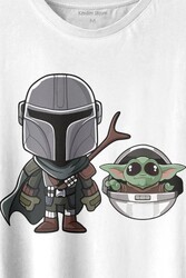 Baby Yoda Mando Figür The Mandalorian Bebek Yoda Star Wars Baskılı Tişört Unisex T-shirt - Thumbnail