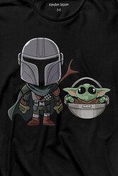 Baby Yoda Mando Figür The Mandalorian Bebek Yoda Star Wars Uzun Kollu Tişört Baskılı T-Shirt - Thumbnail