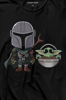 Baby Yoda Mando Figür The Mandalorian Bebek Yoda Star Wars Uzun Kollu Tişört Baskılı T-Shirt