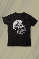 Baby Yoda Star Wars Mandalorian Ay Hilal Silüeti Baskılı Tişört Çocuk T-shirt - Thumbnail