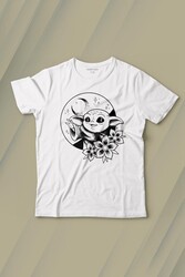 Baby Yoda Star Wars Mandalorian Ay Hilal Silüeti Baskılı Tişört Çocuk T-shirt - Thumbnail