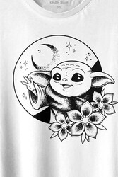 Baby Yoda Star Wars Mandalorian Ay Hilal Silüeti Baskılı Tişört Unisex T-shirt - Thumbnail