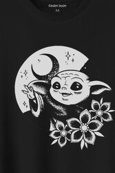 Baby Yoda Star Wars Mandalorian Ay Hilal Silüeti Baskılı Tişört Unisex T-Shirt - Thumbnail