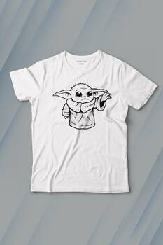 Baby Yoda Star Wars Mandalorian Silüeti Baskılı Tişört Çocuk T-shirt