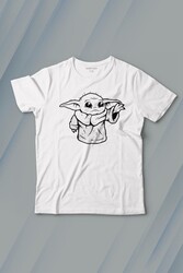 Baby Yoda Star Wars Mandalorian Silüeti Baskılı Tişört Çocuk T-shirt - Thumbnail