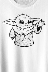 Baby Yoda Star Wars Mandalorian Silüeti Baskılı Tişört Unisex T-shirt - Thumbnail