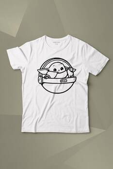 Baby Yoda Star Wars Mandalorian Uzay Mekiği Baskılı Tişört Çocuk T-shirt