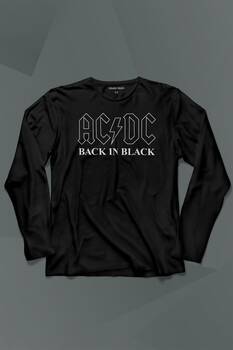 Back In Black Ac Dc Alternatif Doğru Akım Tesla Uzun Kollu Tişört Baskılı T-Shirt