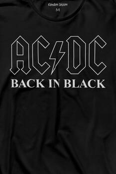 Back In Black Ac Dc Alternatif Doğru Akım Tesla Uzun Kollu Tişört Baskılı T-Shirt