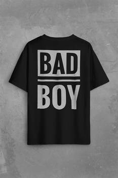 Bad Boy Badboy Playboy Kötü Haylaz Çocuk Sırt Ön Baskılı Oversize Tişört Unisex T-Shirt