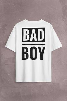 Bad Boy Badboy Playboy Kötü Haylaz Çocuk Sırt Ön Baskılı Oversize Tişört Unisex T-Shirt