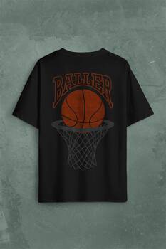 Baller Basketball Basketbol Nba Basketçi Üçlük Sırt Ön Baskılı Oversize Tişört Unisex T-Shirt