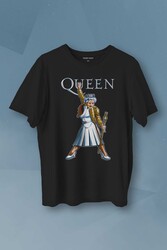 Baskılı Siyah T-shirt Queen Kraliçe Elizabeth The Crown Unisex Tişört - Thumbnail