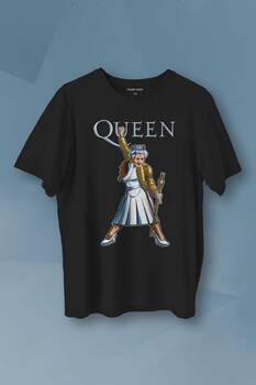 Baskılı Siyah T-shirt Queen Kraliçe Elizabeth The Crown Unisex Tişört