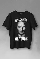 Başkomutan Atatürk Mavi Gözlü Gazi Reis Baş Komutan Baskılı Tişört Unisex T-Shirt - Thumbnail