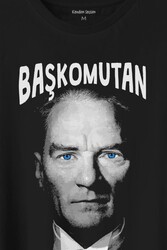 Başkomutan Atatürk Mavi Gözlü Gazi Reis Baş Komutan Baskılı Tişört Unisex T-Shirt - Thumbnail