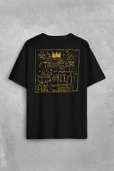 Basquiat Taç Kral King Sanat Pop Art Sırt Ön Baskılı Oversize Tişört Unisex T-Shirt - Thumbnail