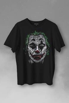 Batman Joker Typograpyh Tipografik Silüet Baskılı Tişört Unisex T-Shirt