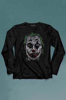 Batman Joker Typograpyh Tipografik Silüet Uzun Kollu Tişört Baskılı T-Shirt