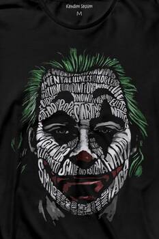 Batman Joker Typograpyh Tipografik Silüet Uzun Kollu Tişört Baskılı T-Shirt