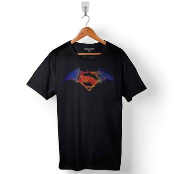 Batman V Vs Superman Watercolor Logo Baskılı Tişört Unisex T-Shirt