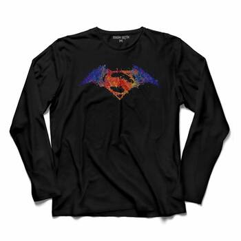 BATMAN V VS SUPERMAN WATERCOLOR LOGO UZUN KOLLU TİŞÖRT