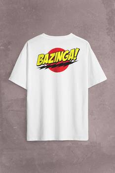 Bazinga Şaka The Big Bang Theory Sheldon Cooper Sırt Ön Baskılı Oversize Tişört Unisex T-Shirt