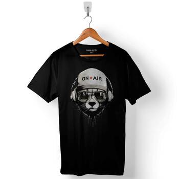 Bear On Air Music Kulaklık Müzik Dinleyen Ayı Baskılı Tişört Unisex T-Shirt