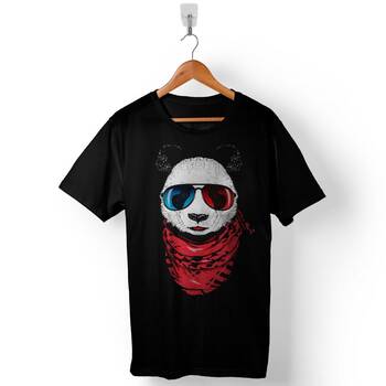 Bear Panda Gözlüklü Ayı Snow Baskılı Tişört Unisex T-Shirt